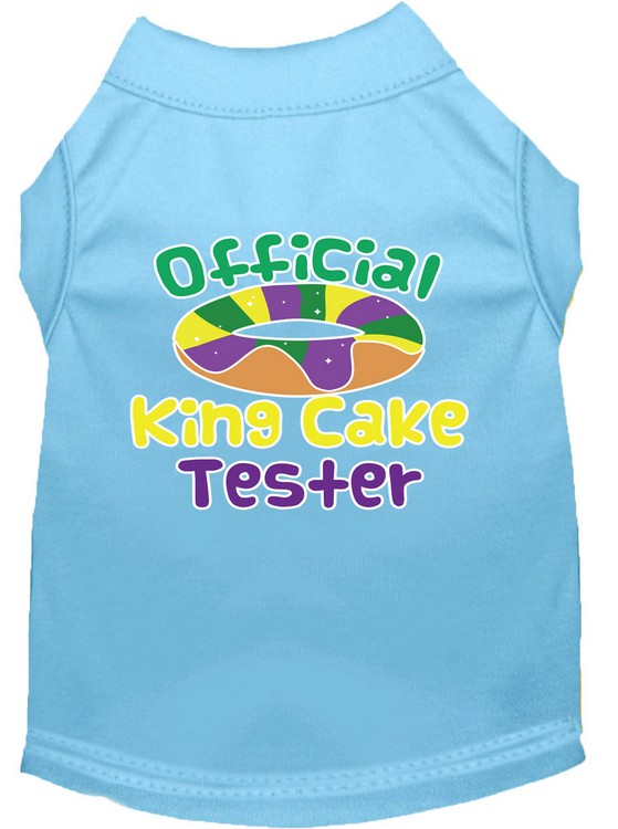 King Cake Taster Screen Print Mardi Gras Dog Shirt Baby Blue XS